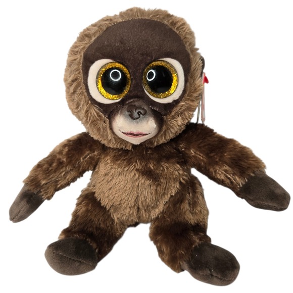 Ty Other - Ty Chessie Monkey 8" Beanie Boo Brown‎ Stuffed Plush Gold Glitter Eyes NWT 2022